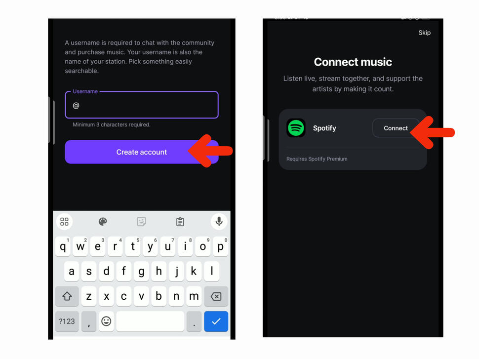 (5) Create your username. (6) This is the most important thing, make sure you connect your Spotify account. And you're done with your account! Check additional guides below on how to join streaming party