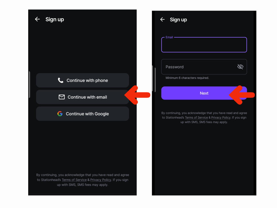 (3) Choose how to create your account, using email address for me is easier, you can use any email that you have. (4) Enter your Email or Gmail, then click 'Next.'