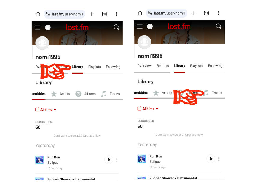 Send your proof of streaming at the end of week (streaming activitiy) (1) Go to 'Library' tab. (2) Go to 'Tracks' tab.