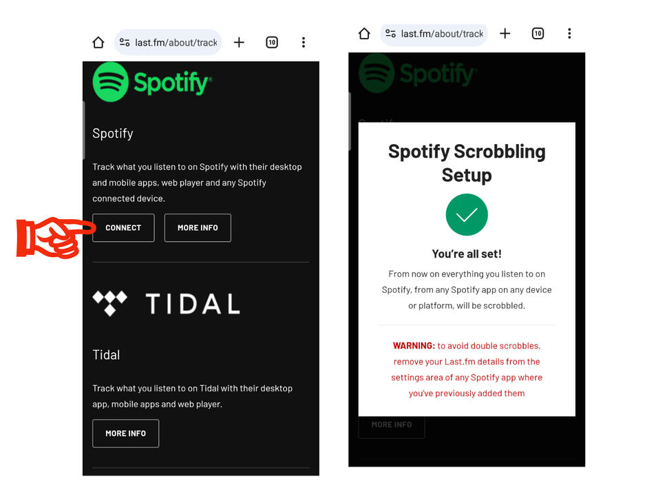 (13) Press 'Connect' button. (14) And you're done setting up your account, now stream on Spotify.